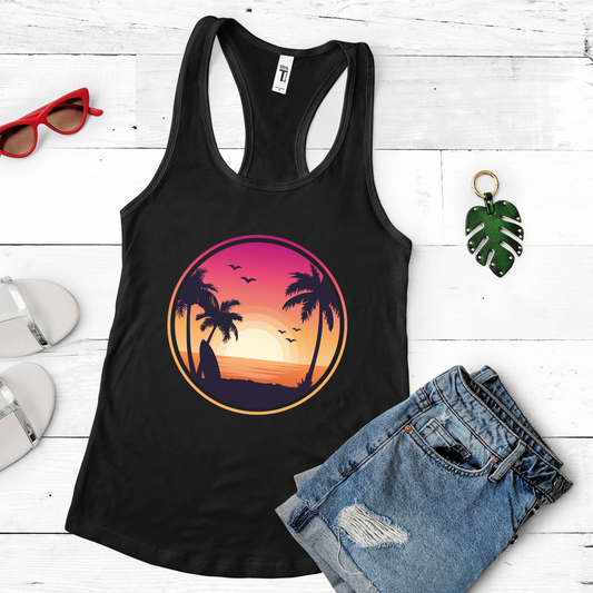 Tropical Sunset Tank Top For Woman Sunset Tank With Palm Tree Top For Summer Shirt For Beach Vibes Tank Top