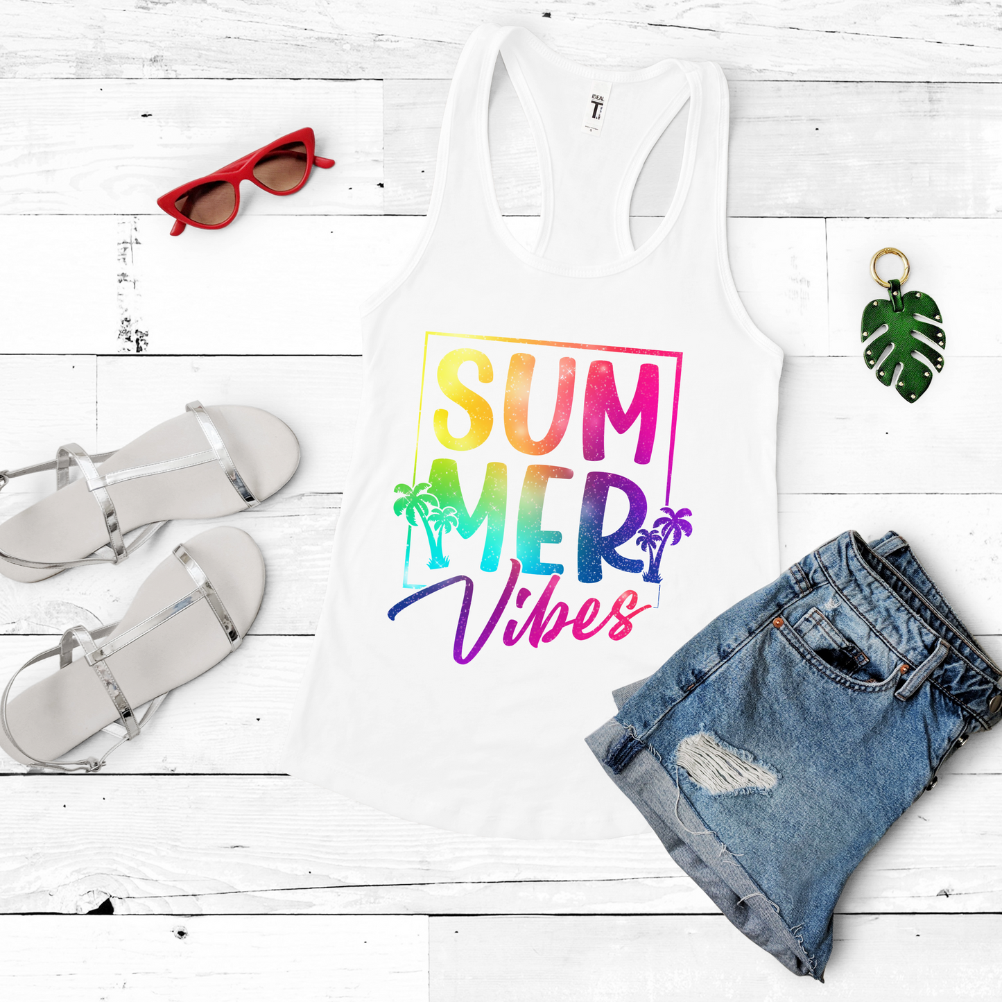 Colorful Racerback Tank For Summer Vibes Tee For Women And Girls