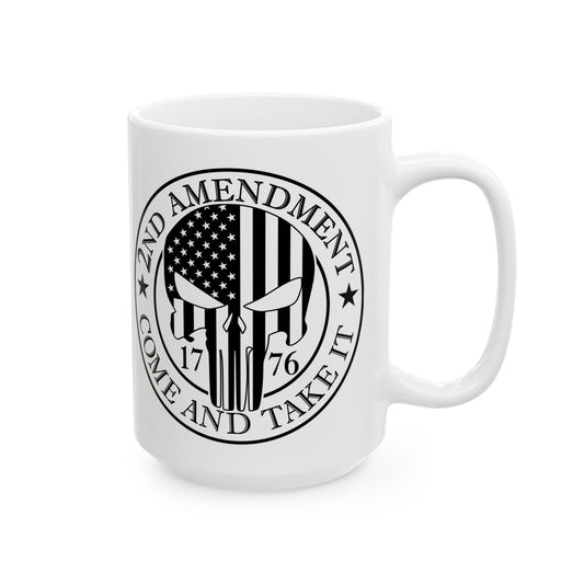 Second Amendment Ceramic Mug For Patriotic Coffee Cup For Punisher Flag Collectors