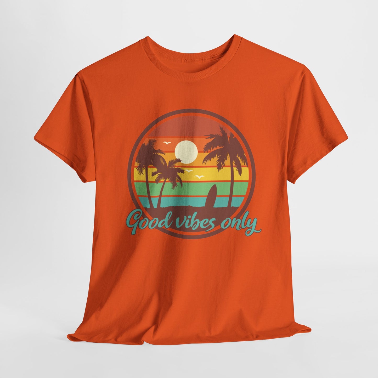 Good Vibes T- Shirt For Summer Vibes TShirt For Beach Scene T Shirt With Sunset T-Shirt Inspirational TShirt For Vacation Tee