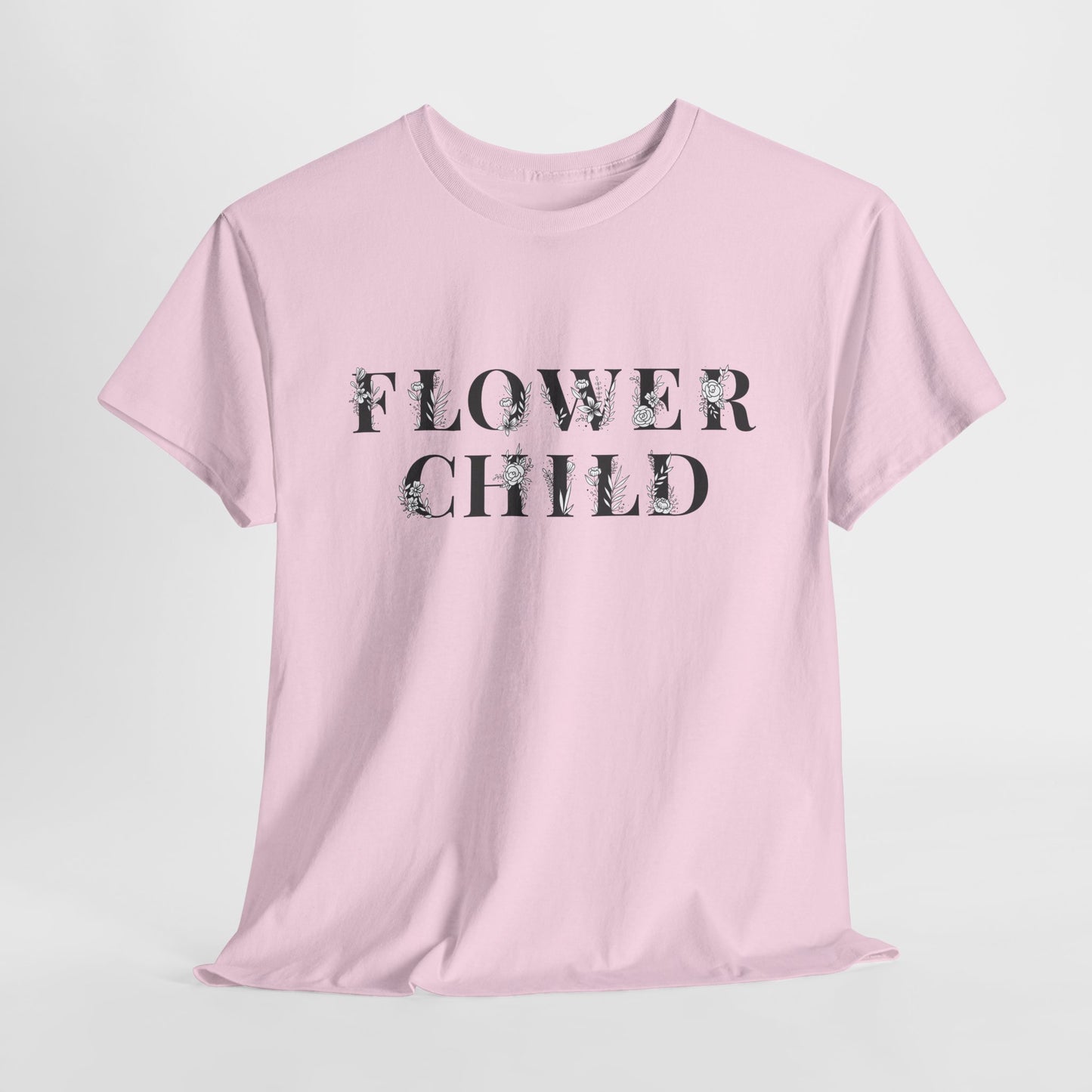 Floral T-Shirt For Flower Child T Shirt For Hippy TShirt Botanical T-Shirt For Woman Floral Lettering Shirt