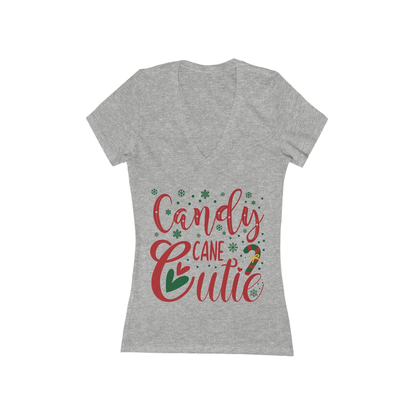 Candy Cane T-Shirt For Cute Holiday TShirt For Ladies Christmas V Neck T Shirt