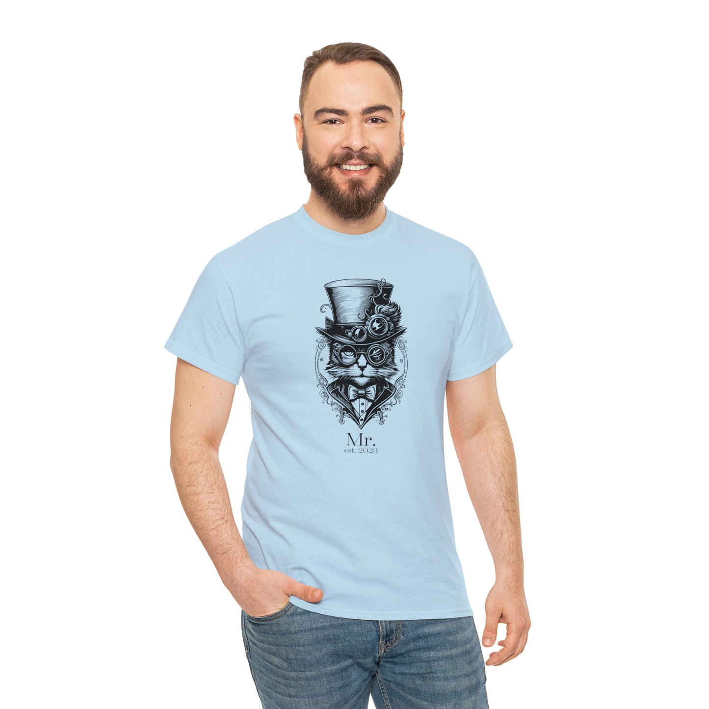 Steampunk Cat T-Shirt For Wedding T Shirt For Husband Shirt For Couples Shirts For Groom Tee For Man