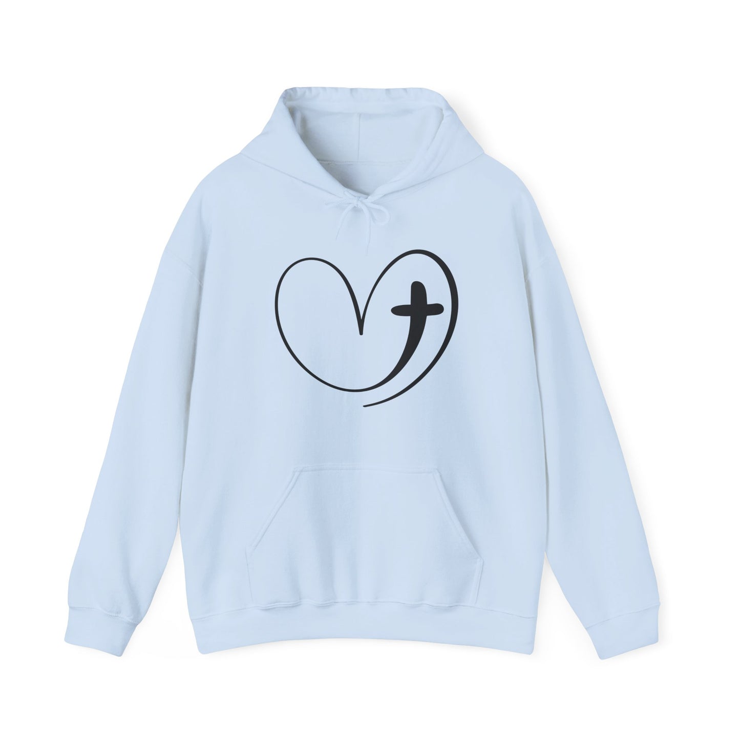 Faith Love Heart Cross Hoodie - Stylish Christian Sweatshirt