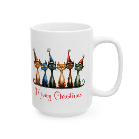 Meowy Christmas Mug For Festive Feline Coffee Cup