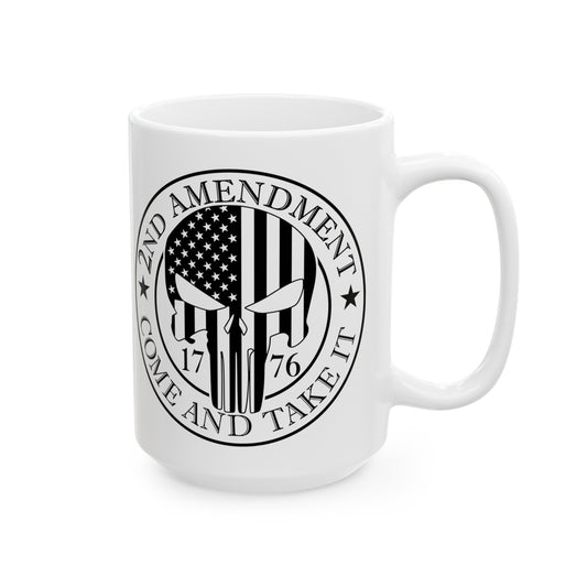 Second Amendment Ceramic Mug For Patriotic Coffee Cup For Punisher Flag Collectors