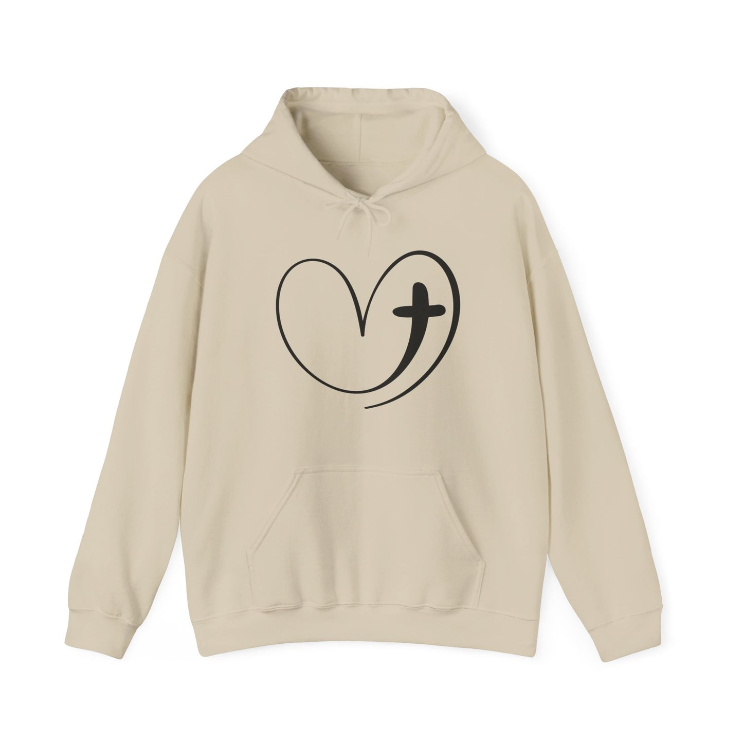 Faith Love Heart Cross Hoodie - Stylish Christian Sweatshirt