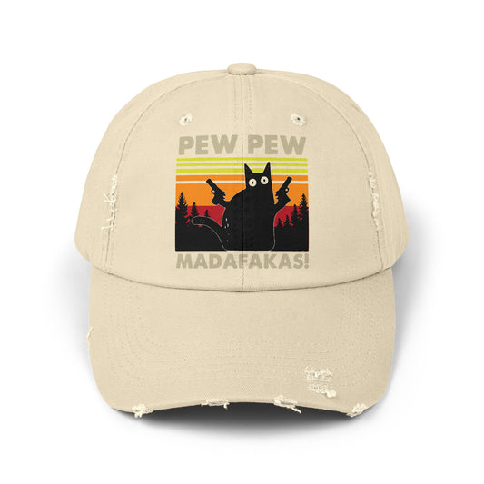 Pew Pew Madafakas Unisex Ball Cap - Funny Cat with Guns Hat