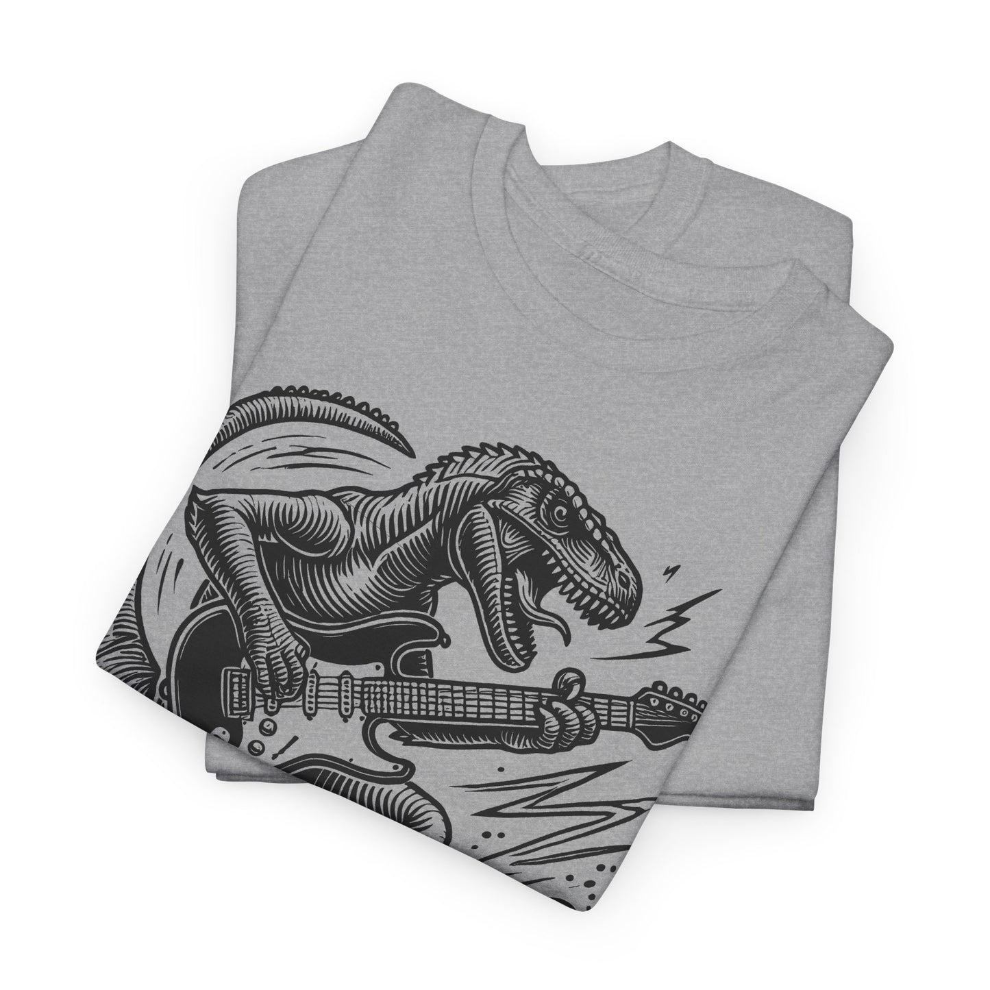 Jurassic Jam Session T-Shirt — Guitar Playing Velociraptor Graphic Tee