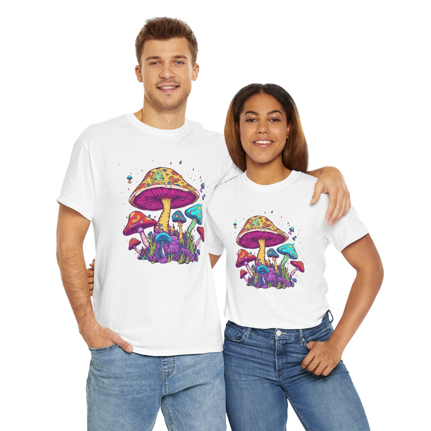 Mushrooms T-Shirt With Psychedelic Mushrooms TShirt For Neon Shrooms T Shirt With Colorful Mushrooms Tee For Hippy Shirt For Groovy Fungi Shirt