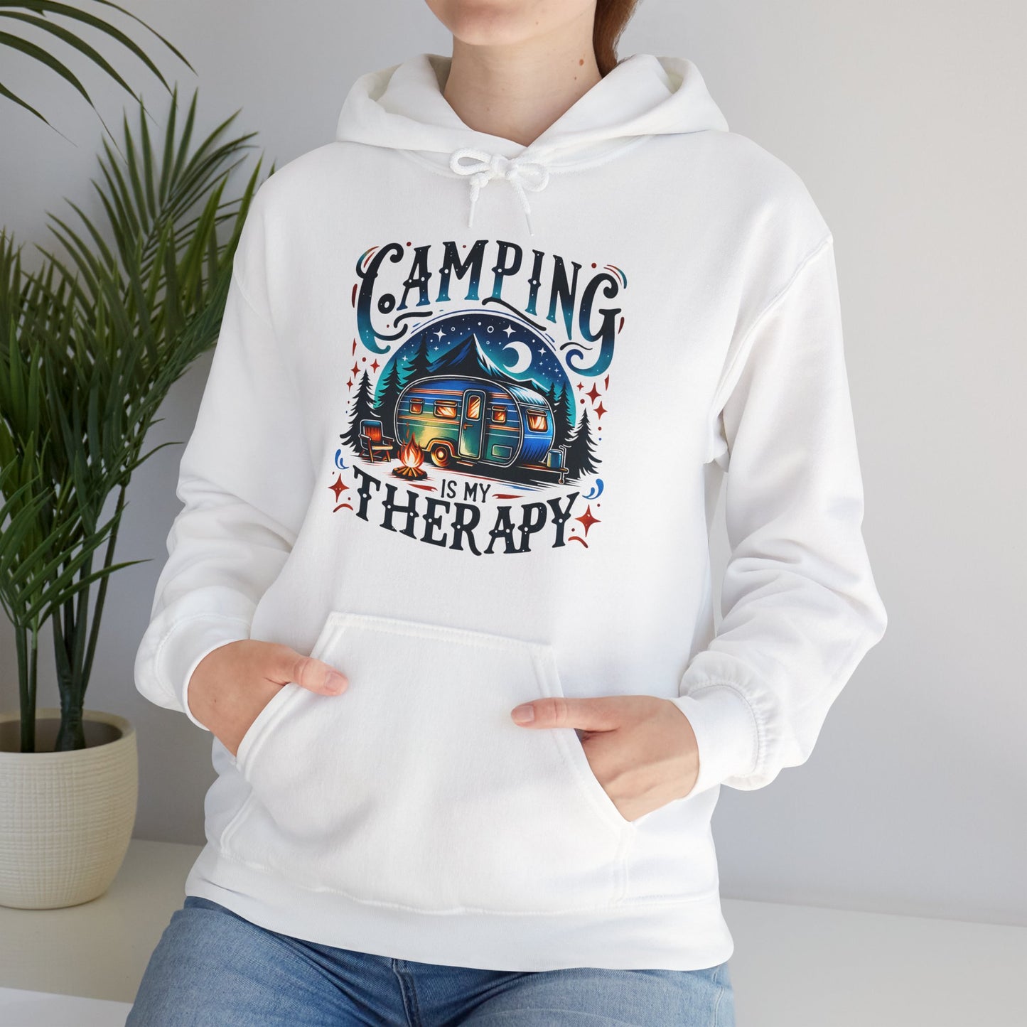 Camping Is My Therapy Hoodie ForCanned Ham Hooded Sweatshirt For Cozy Camp Hoodie