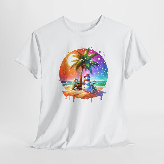 Snowman T-Shirt For Warm Christmas T Shirt For Palm Tree Holiday TShirt