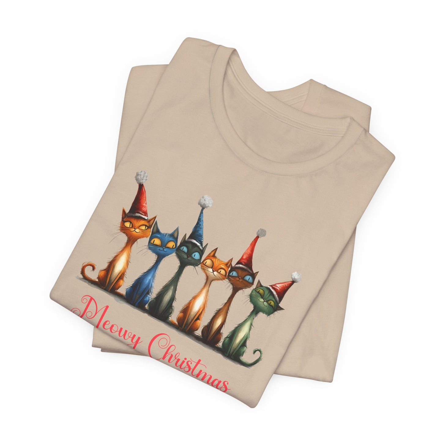 Meowy Christmas T-Shirt For Holiday Cat T Shirt For Festive Feline TShirt