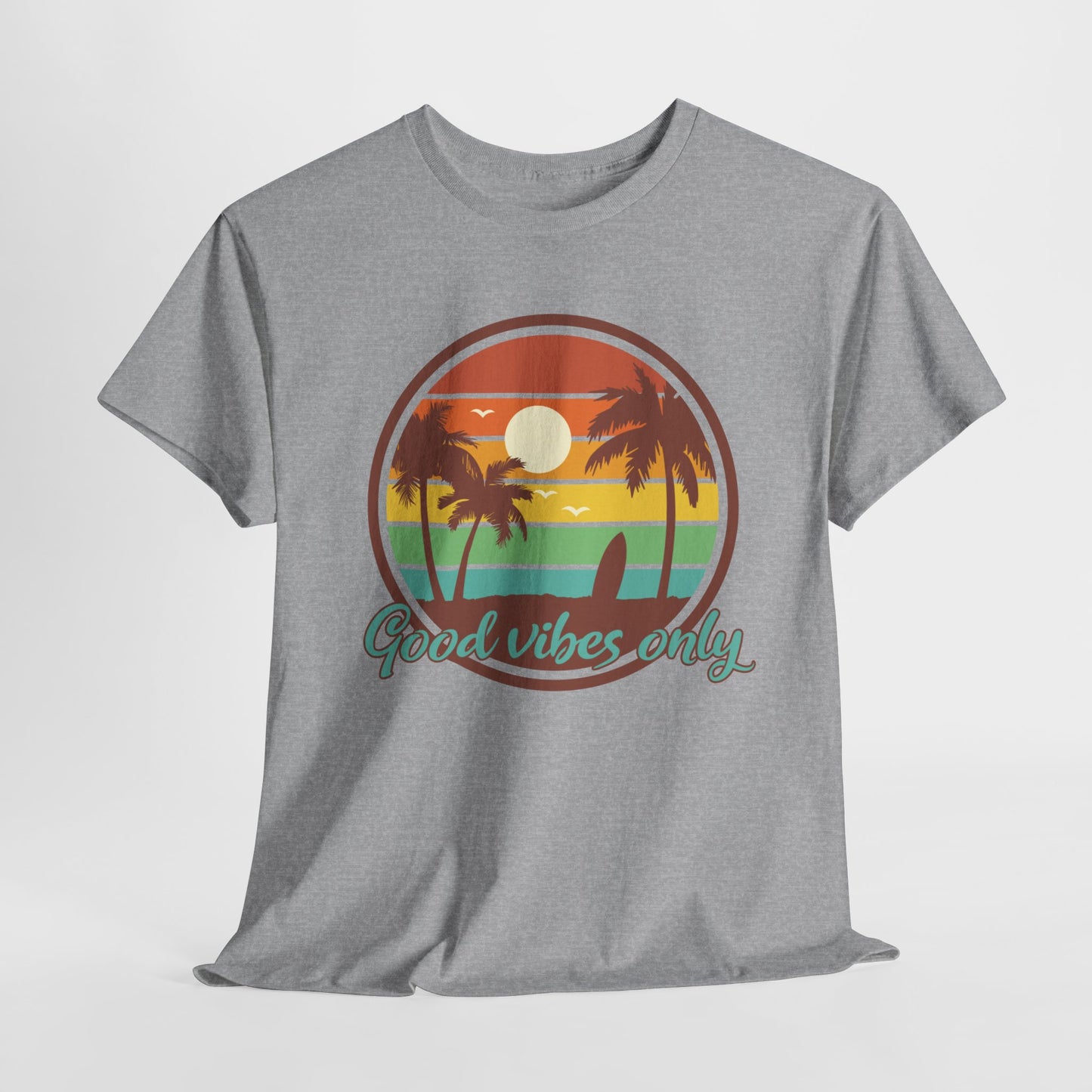 Good Vibes T- Shirt For Summer Vibes TShirt For Beach Scene T Shirt With Sunset T-Shirt Inspirational TShirt For Vacation Tee