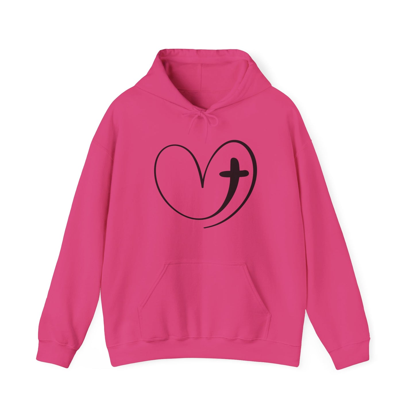 Faith Love Heart Cross Hoodie - Stylish Christian Sweatshirt