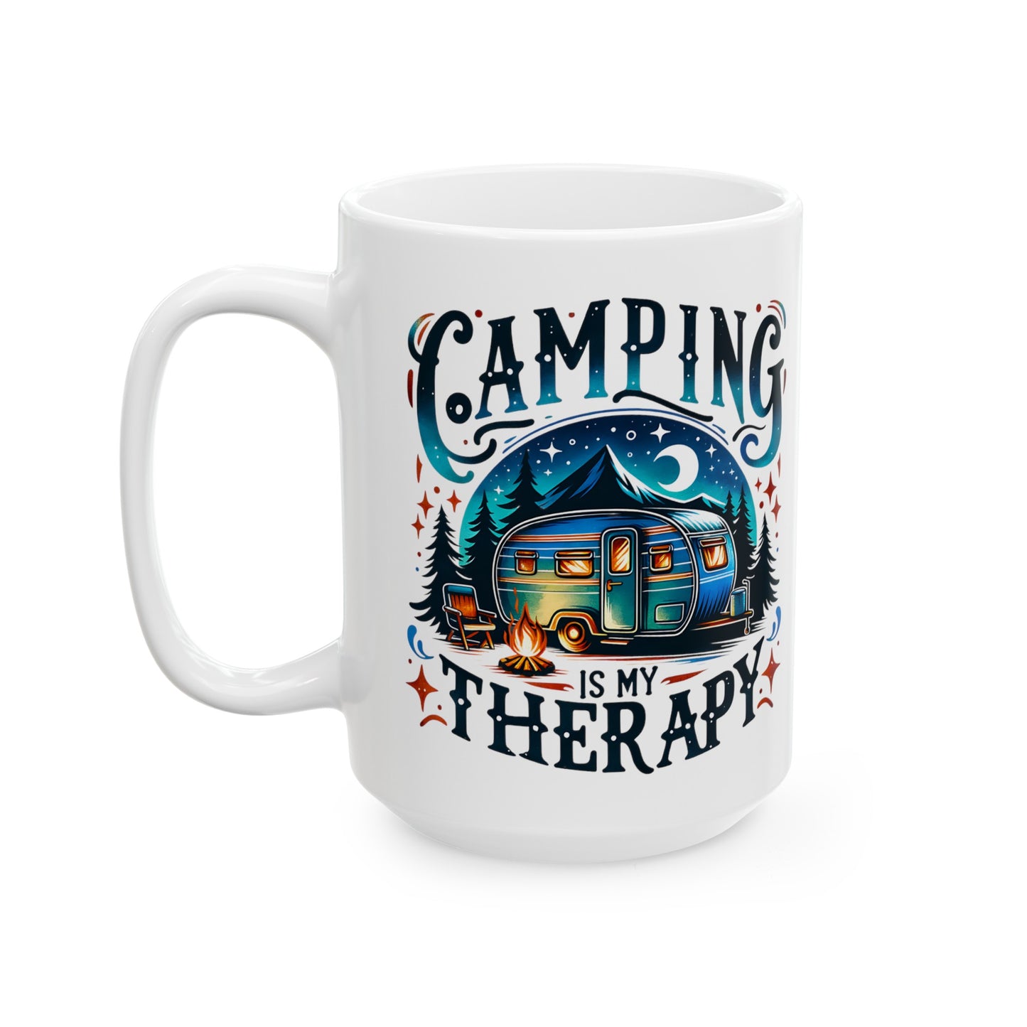 Colorful Camping Ceramic Mug For Outdoor Therapy Coffee Cup For Vintage Canned Ham Trailer Lovers