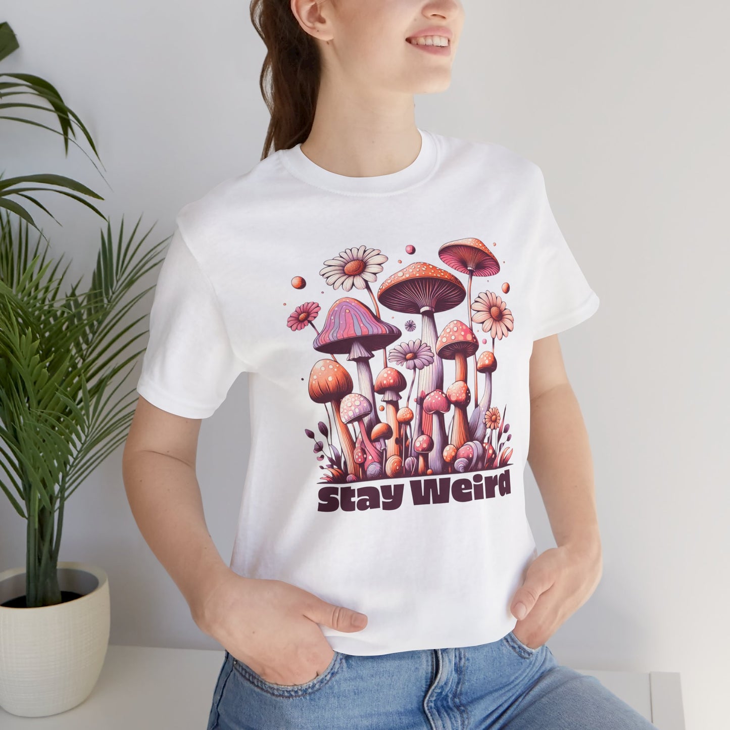 Stay Weird Mushroom Graphic Tee Quirky Psychedelic Style for Nature Lovers T-Shirt