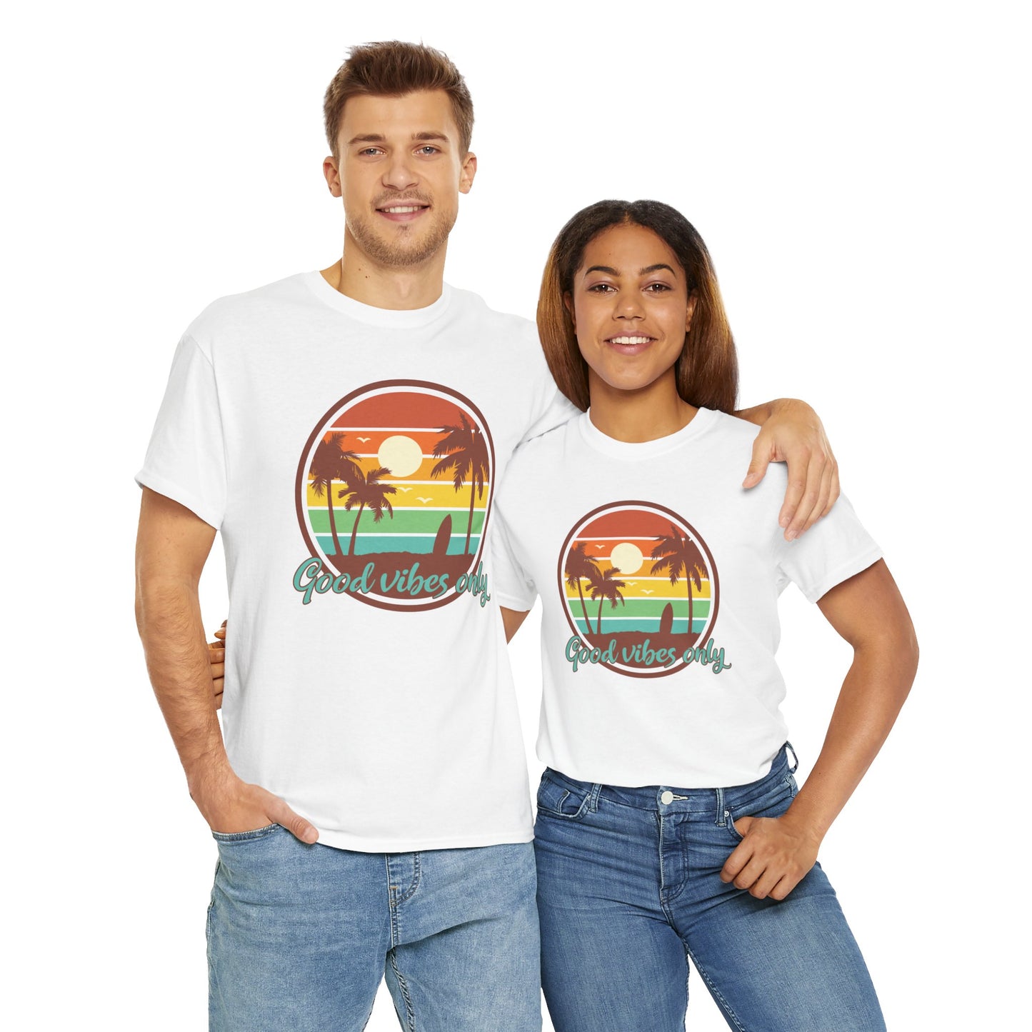 Good Vibes T- Shirt For Summer Vibes TShirt For Beach Scene T Shirt With Sunset T-Shirt Inspirational TShirt For Vacation Tee