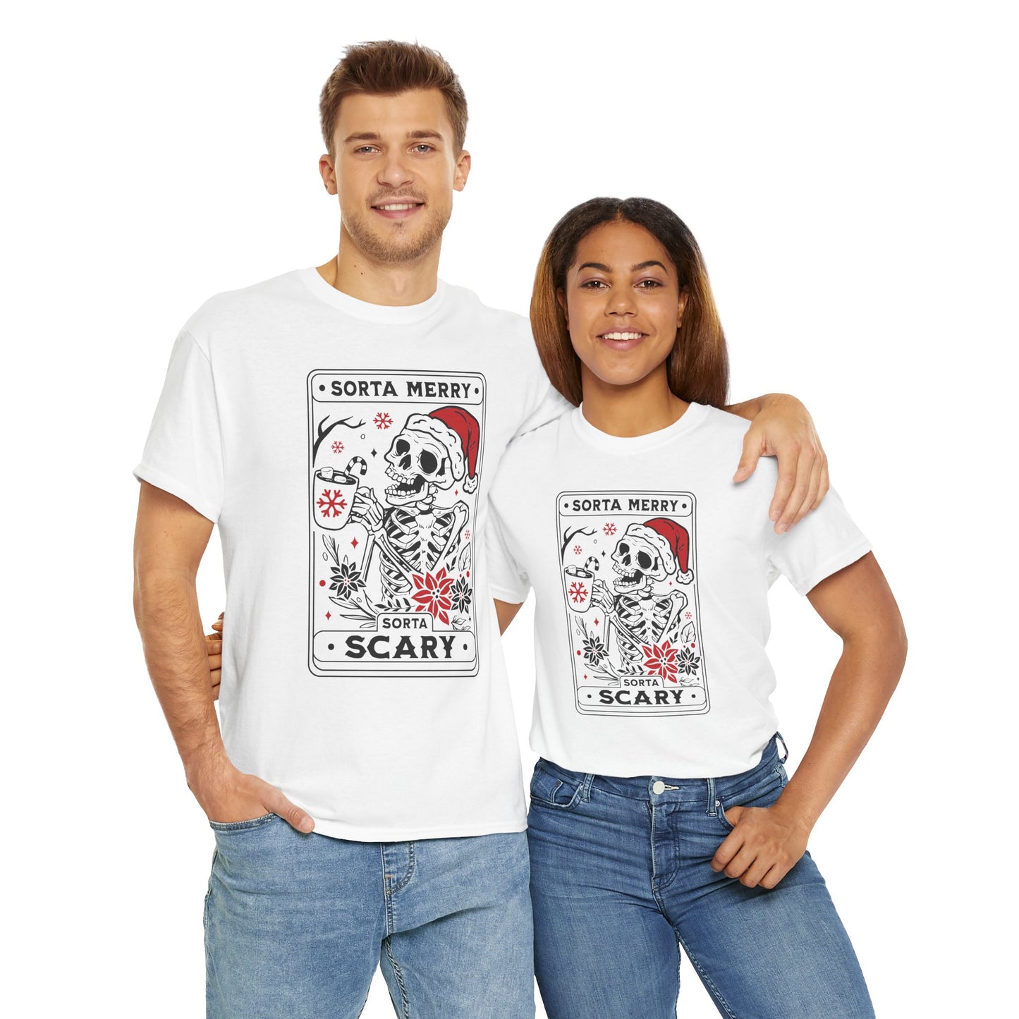 Sorta Scary T-Shirt For Christmas TShirt For Santa Skeleton T Shirt