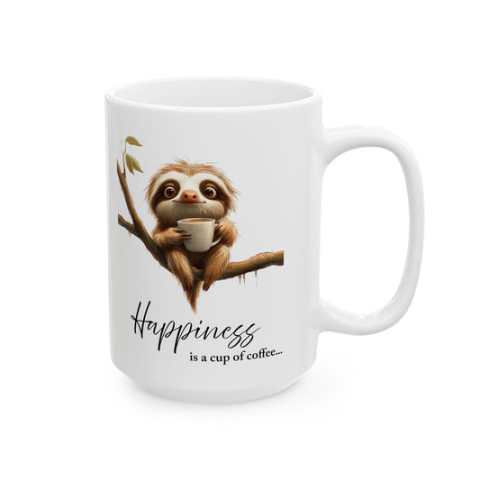 Quirky Sloth Mug For Happiness Coffee Cup