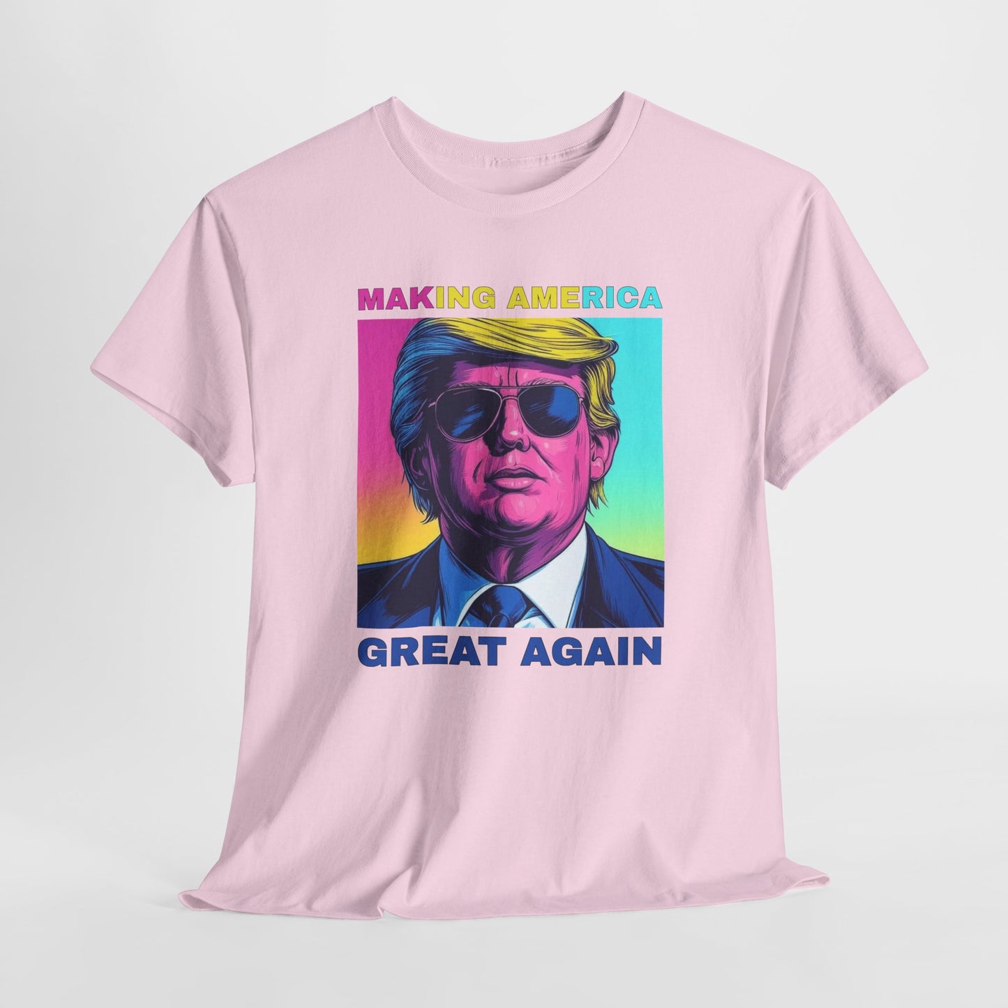 Pop Art Trump T-Shirt For Make America Great Again T Shirt For Retro Neon Graphic TShirt