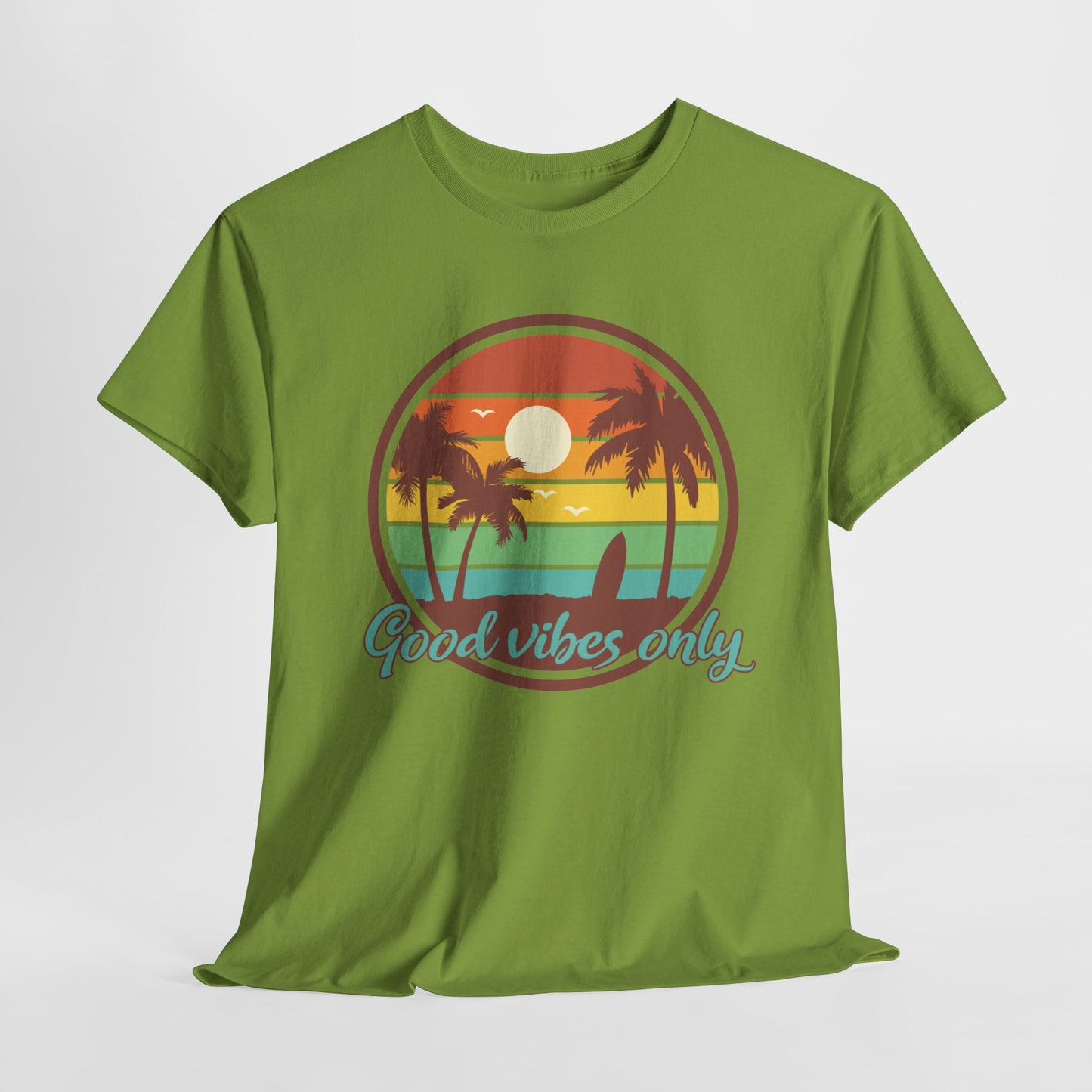 Good Vibes T- Shirt For Summer Vibes TShirt For Beach Scene T Shirt With Sunset T-Shirt Inspirational TShirt For Vacation Tee