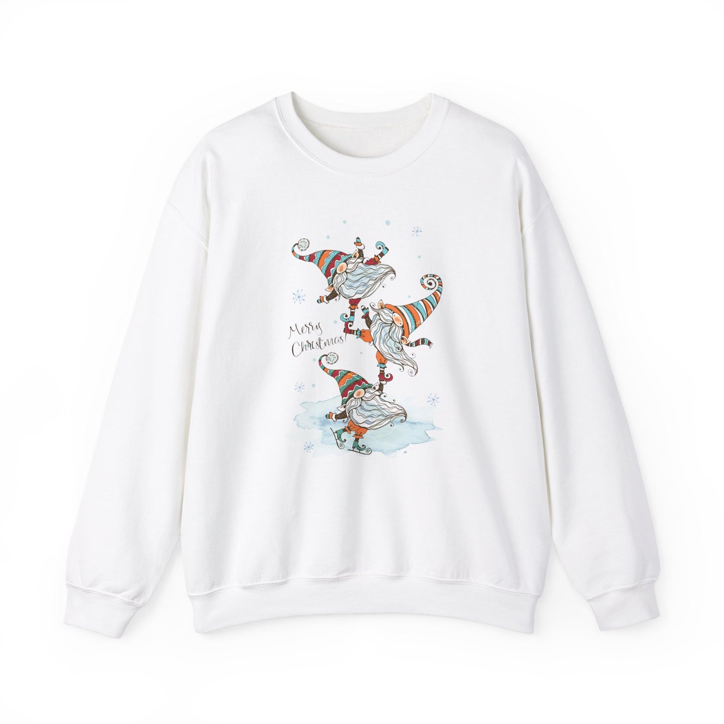 Christmas Sweatshirt With Skating Gnomes For Fun Holiday Shirt For Festive Ladies Top