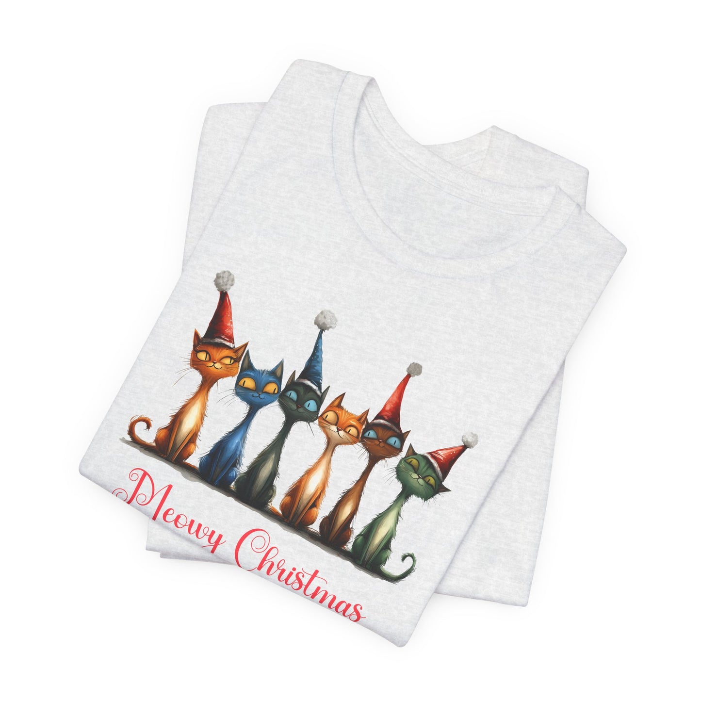 Meowy Christmas T-Shirt For Holiday Cat T Shirt For Festive Feline TShirt