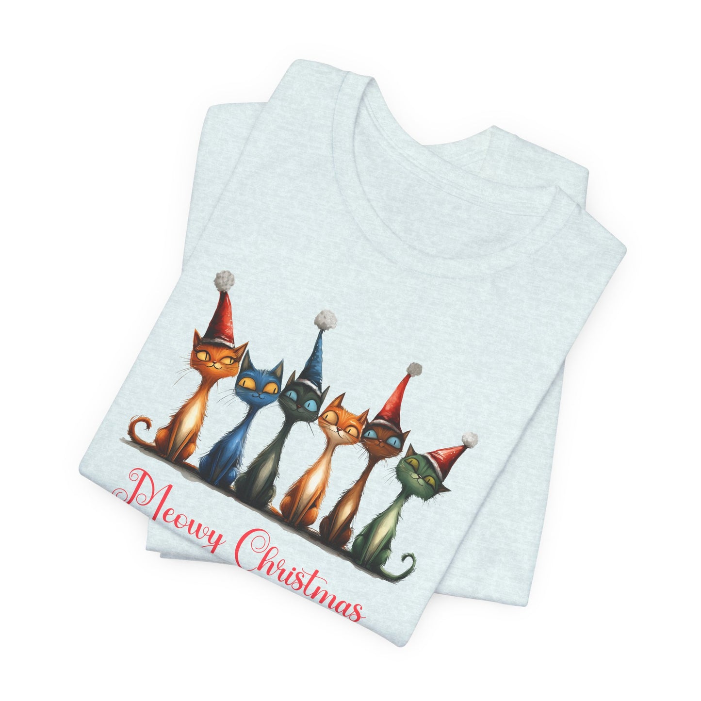 Meowy Christmas T-Shirt For Holiday Cat T Shirt For Festive Feline TShirt