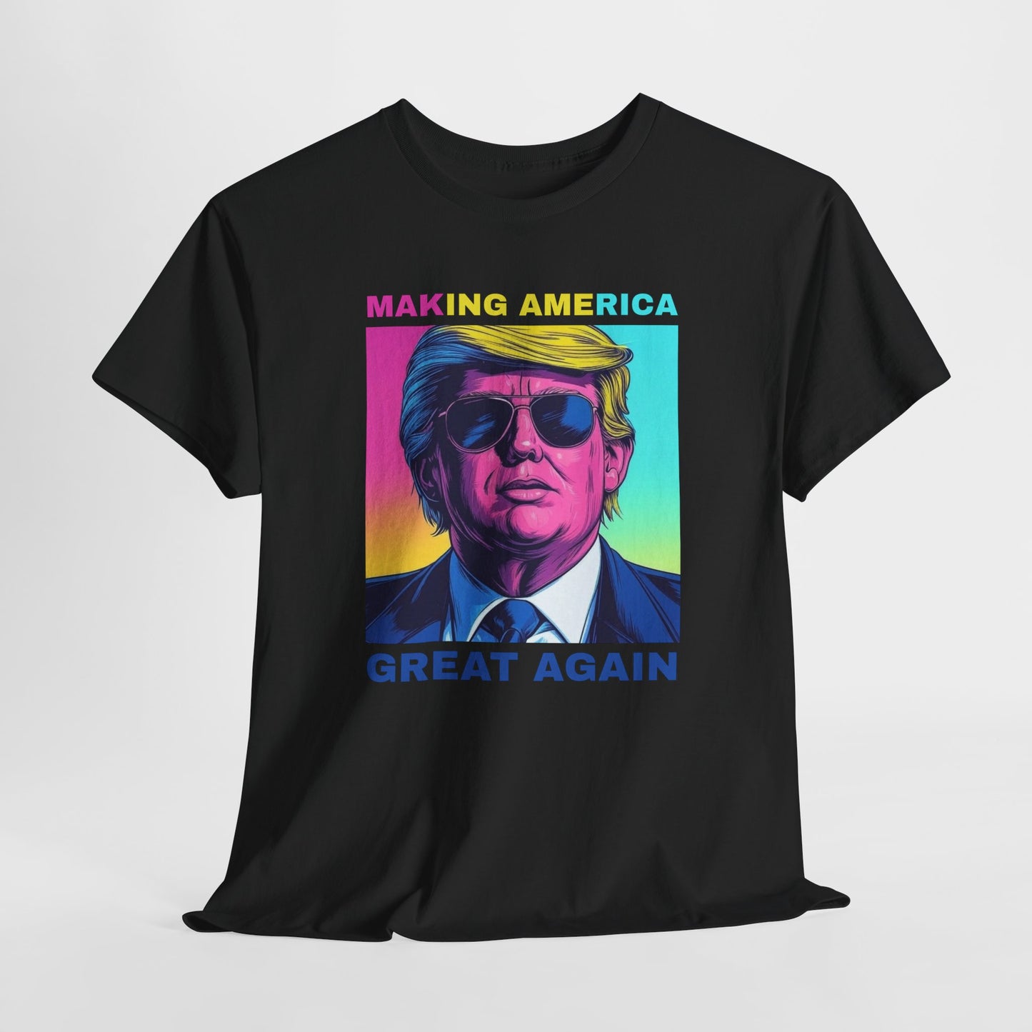 Pop Art Trump T-Shirt For Make America Great Again T Shirt For Retro Neon Graphic TShirt