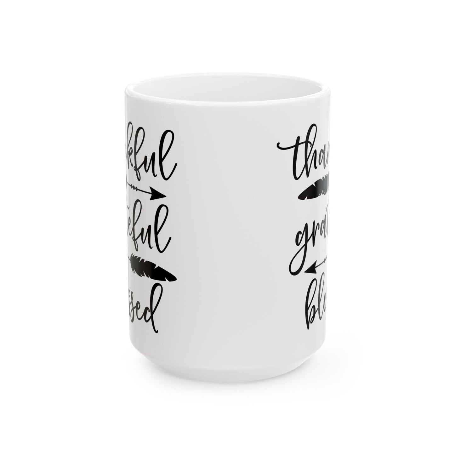 Thankful Ceramic Mug For Grateful Coffee Cup For Blessed Hot Cocoa Mug