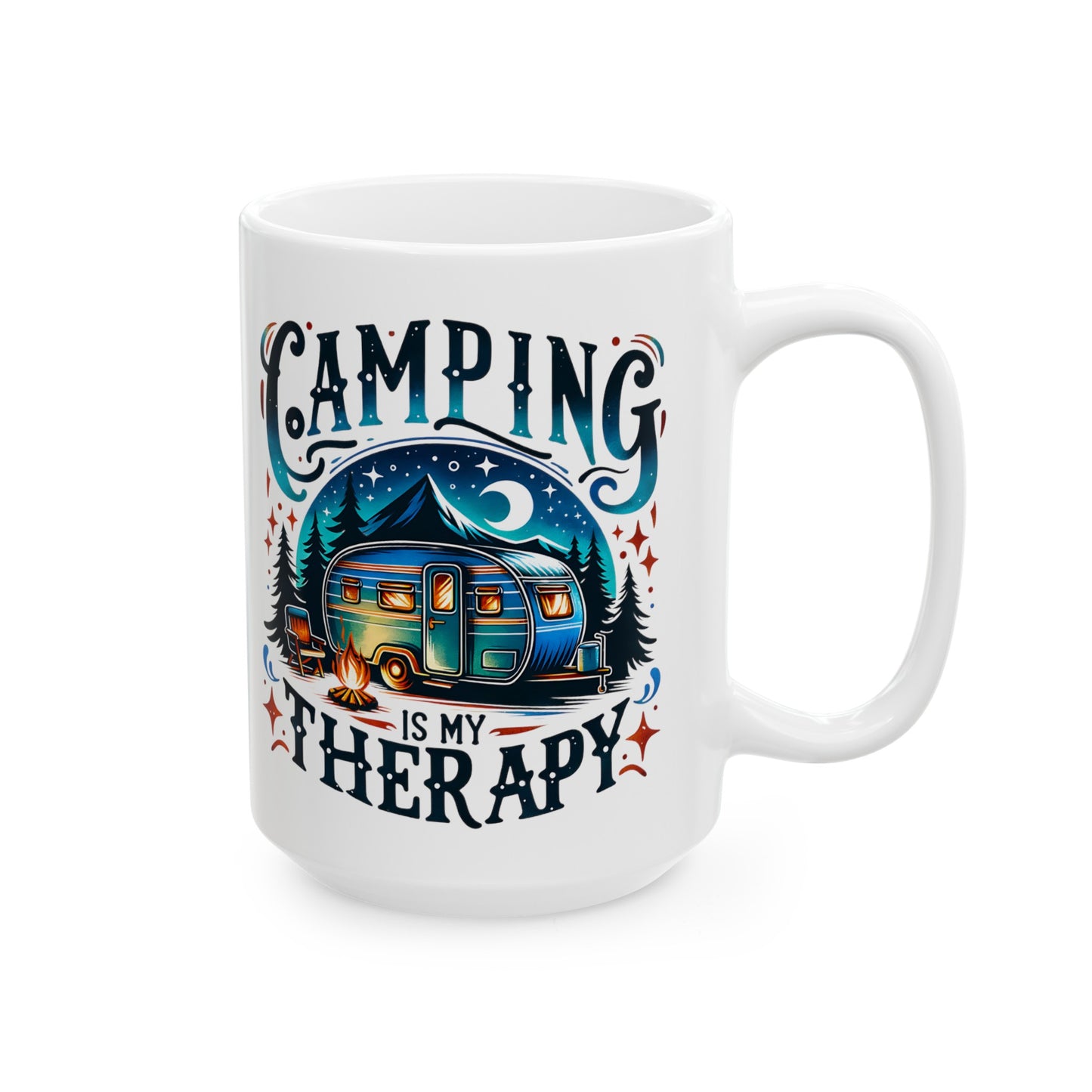 Colorful Camping Ceramic Mug For Outdoor Therapy Coffee Cup For Vintage Canned Ham Trailer Lovers