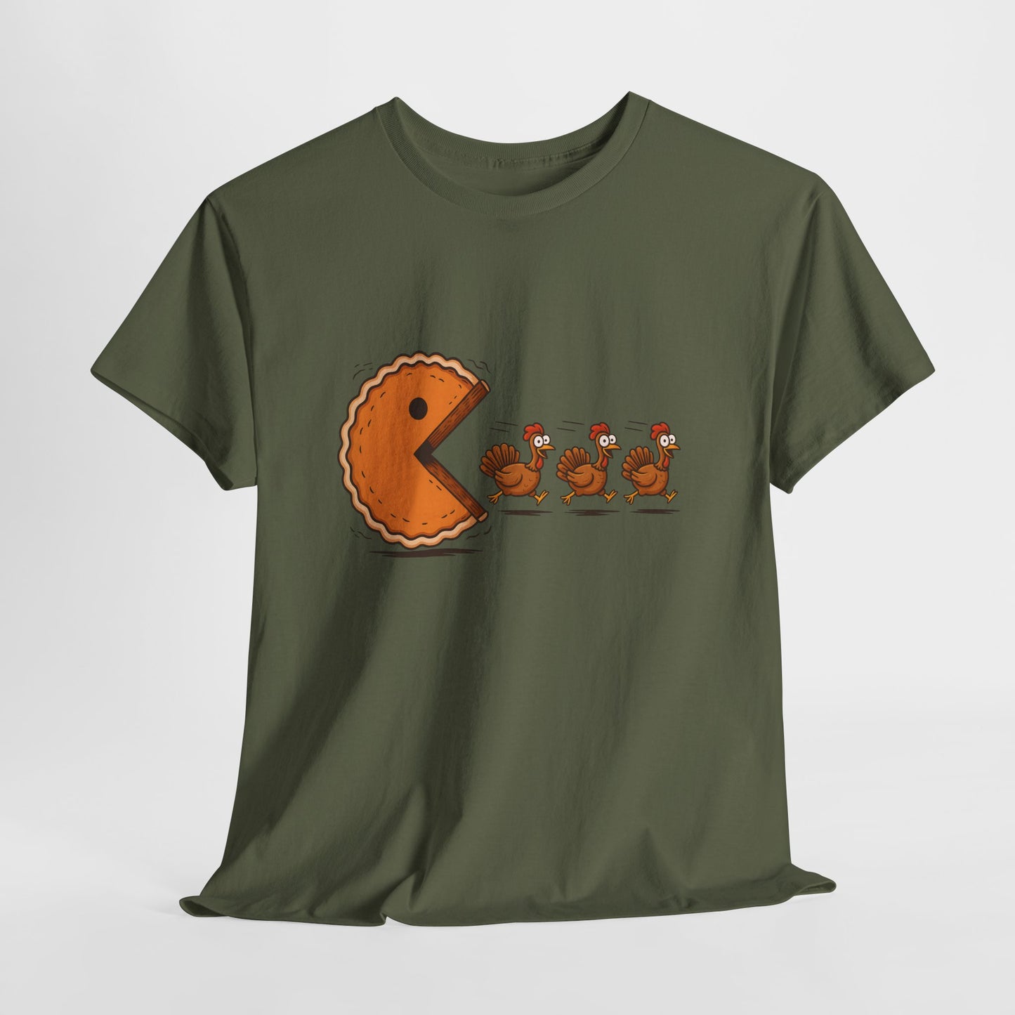 Funny Thanksgiving T-Shirt - Pac-Man Turkey Chase Design