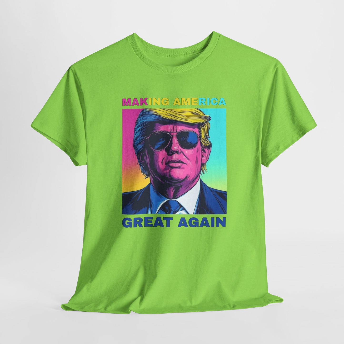 Pop Art Trump T-Shirt For Make America Great Again T Shirt For Retro Neon Graphic TShirt