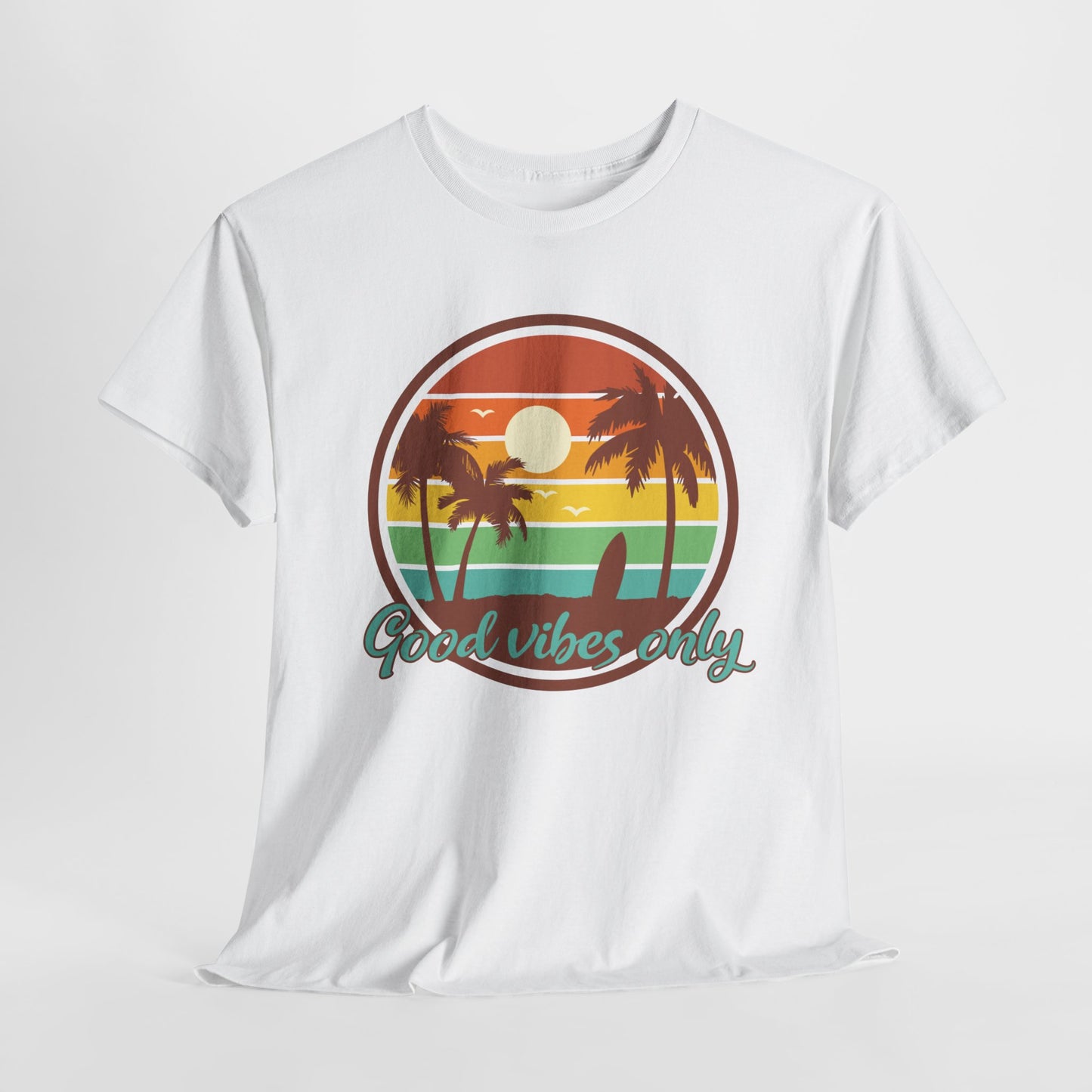 Good Vibes T- Shirt For Summer Vibes TShirt For Beach Scene T Shirt With Sunset T-Shirt Inspirational TShirt For Vacation Tee