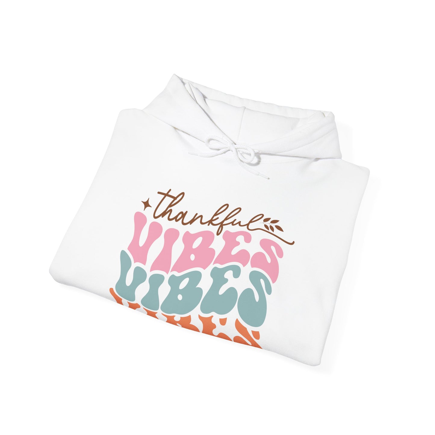 RetroThankful Vibes Hooded Sweatshirt For Thanksgiving Hoodie For Warm Turkey Day Shirt