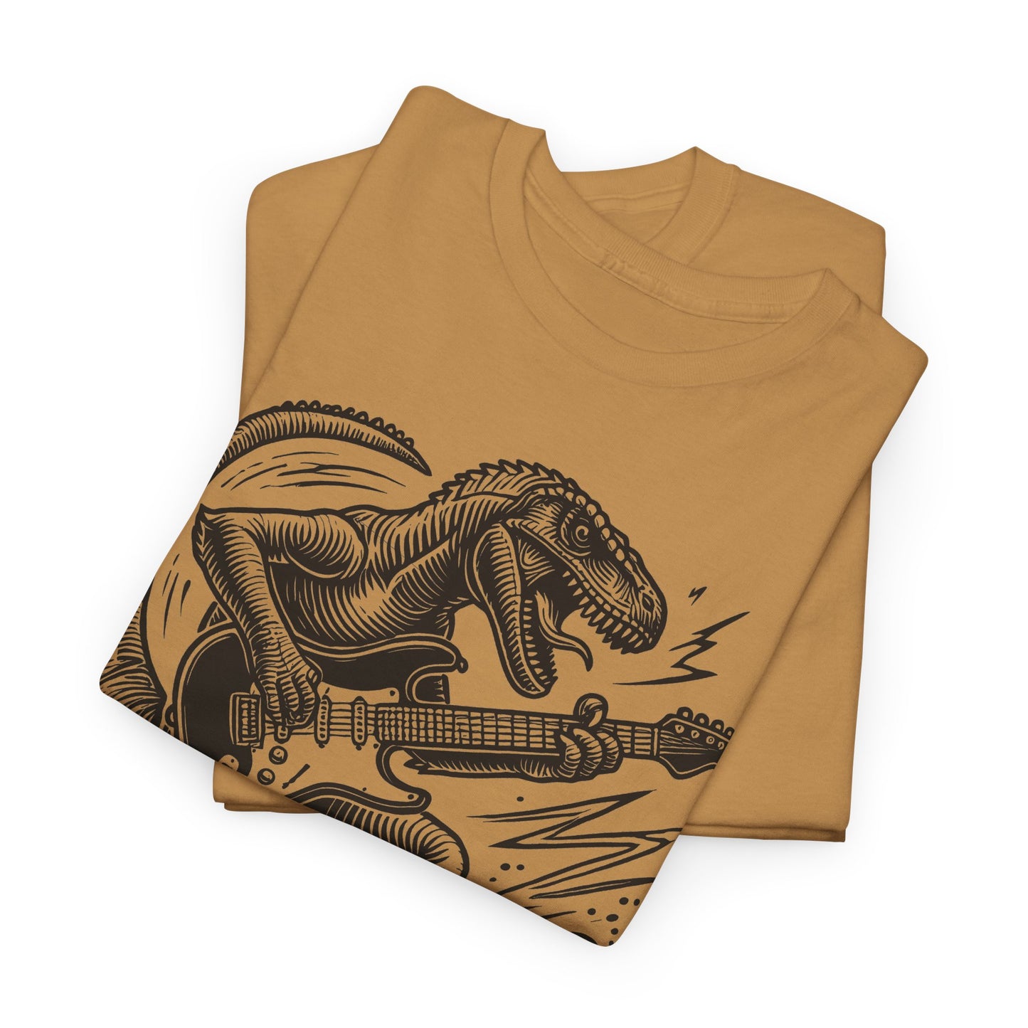 Jurassic Jam Session T-Shirt — Guitar Playing Velociraptor Graphic Tee
