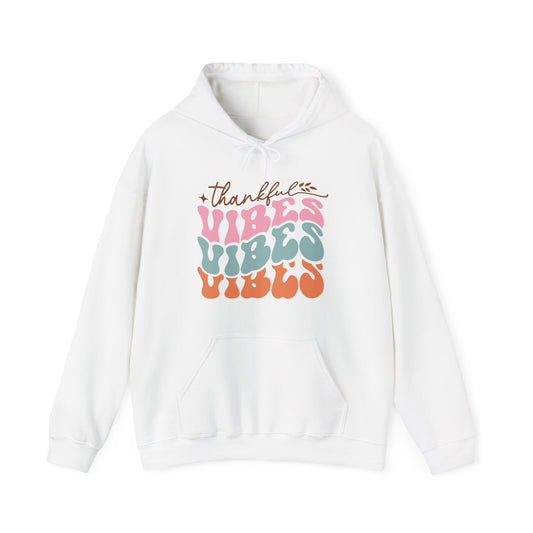 RetroThankful Vibes Hooded Sweatshirt For Thanksgiving Hoodie For Warm Turkey Day Shirt