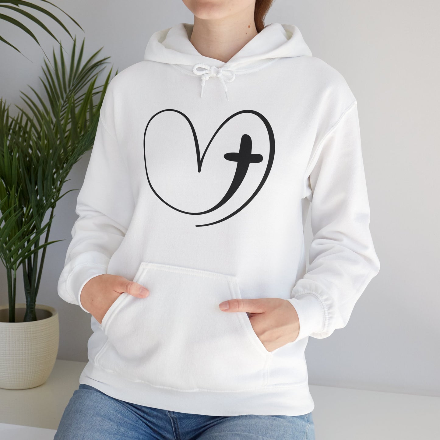 Faith Love Heart Cross Hoodie - Stylish Christian Sweatshirt