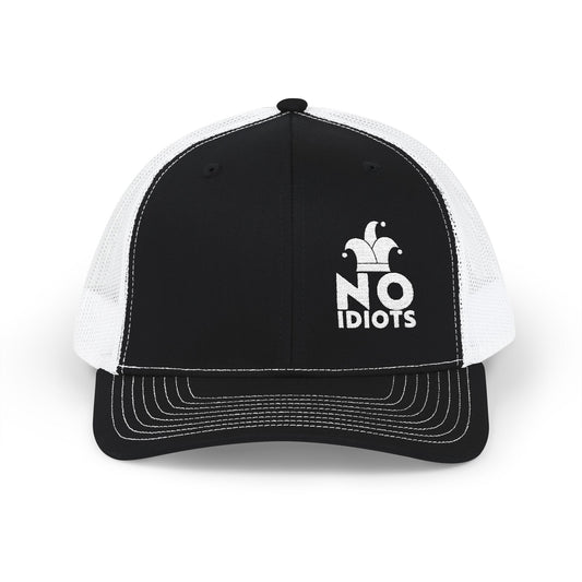 No Idiots Bold Snapback Trucker Cap