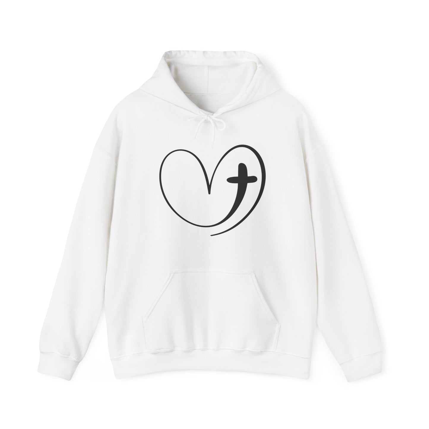 Faith Love Heart Cross Hoodie - Stylish Christian Sweatshirt