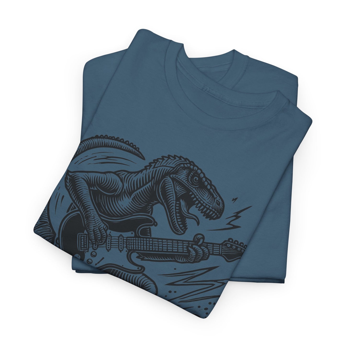 Jurassic Jam Session T-Shirt — Guitar Playing Velociraptor Graphic Tee