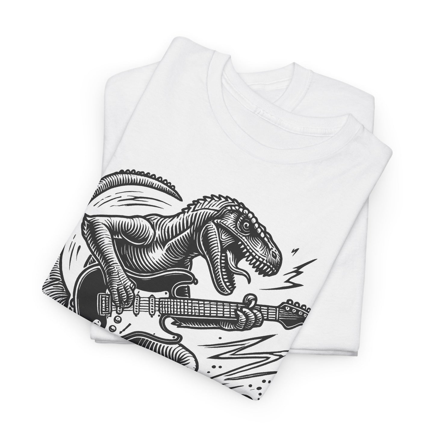 Jurassic Jam Session T-Shirt — Guitar Playing Velociraptor Graphic Tee
