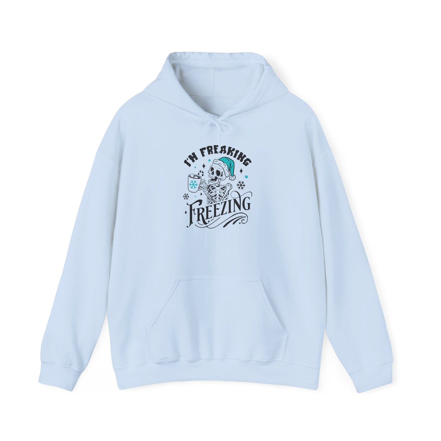 Sarcastic Freezing Skeleton Hooded Sweatshirt for Funny Winter Hoodie