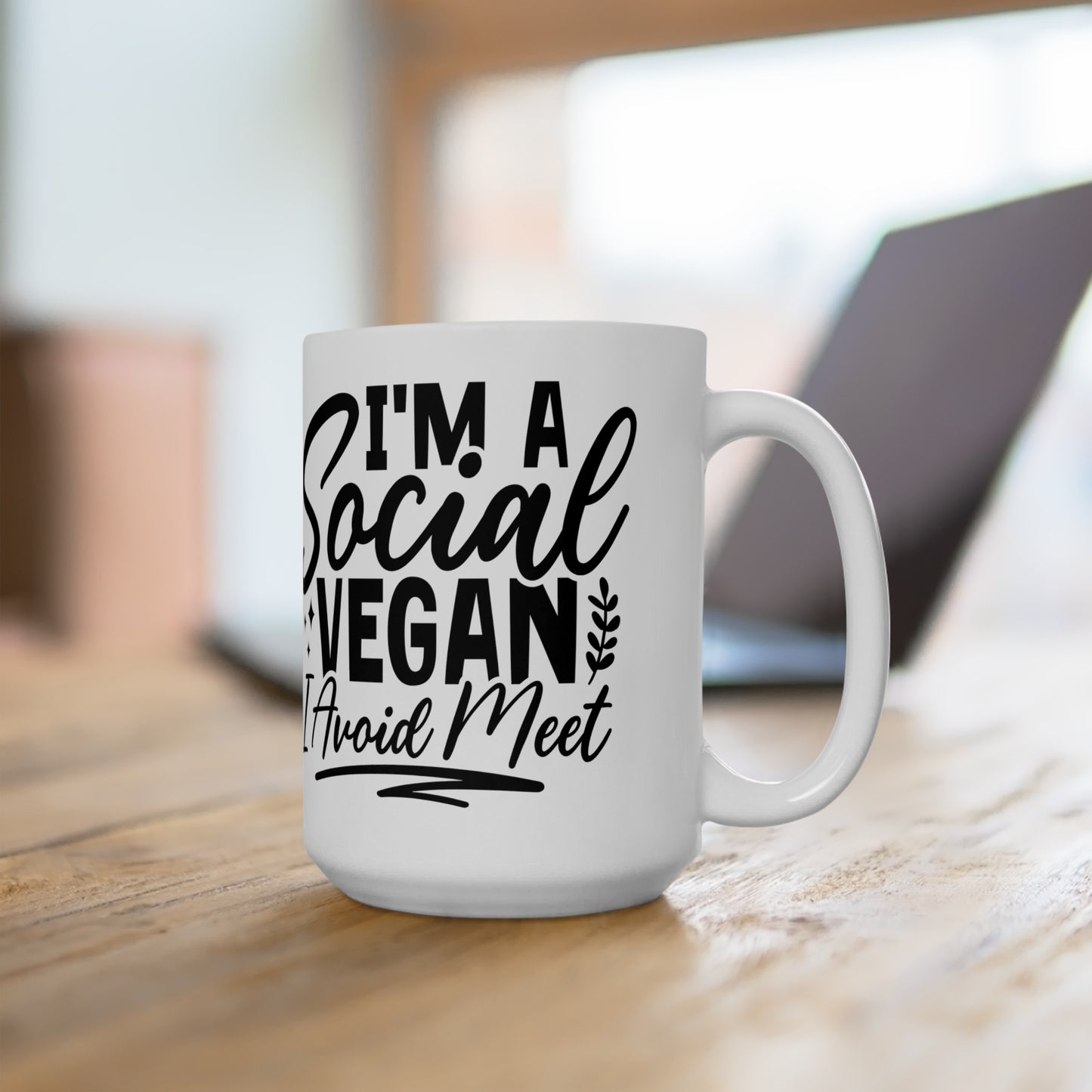 Social Vegan Ceramic Mug For Funny Antisocial Cup For Coffee Tea Cocoa