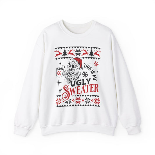 Funny Skeleton Holiday Sweatshirt For Ugly Christmas Sweater Option