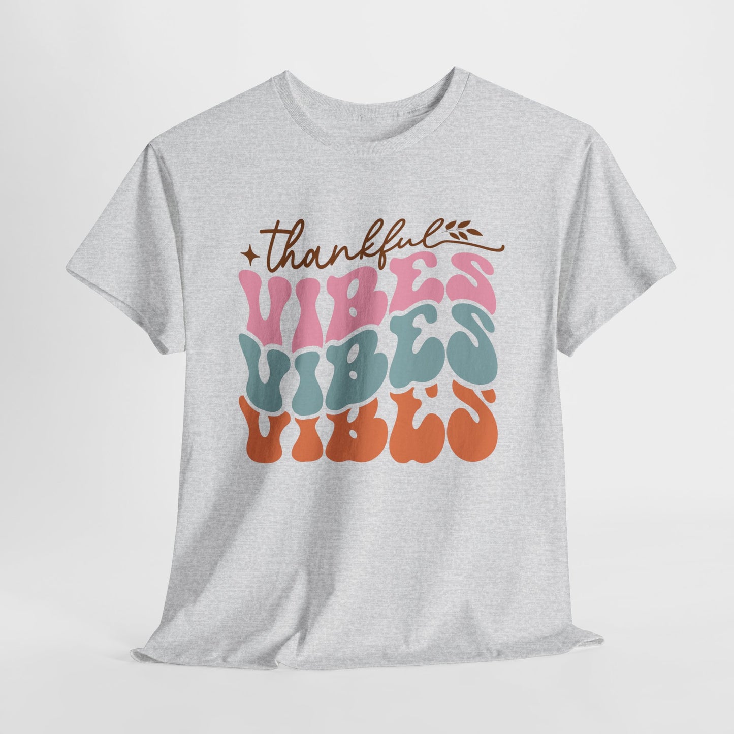 Thankful Vibes T-Shirt For Retro Thanksgiving T Shirt For Colorful Turkey Day TShirt