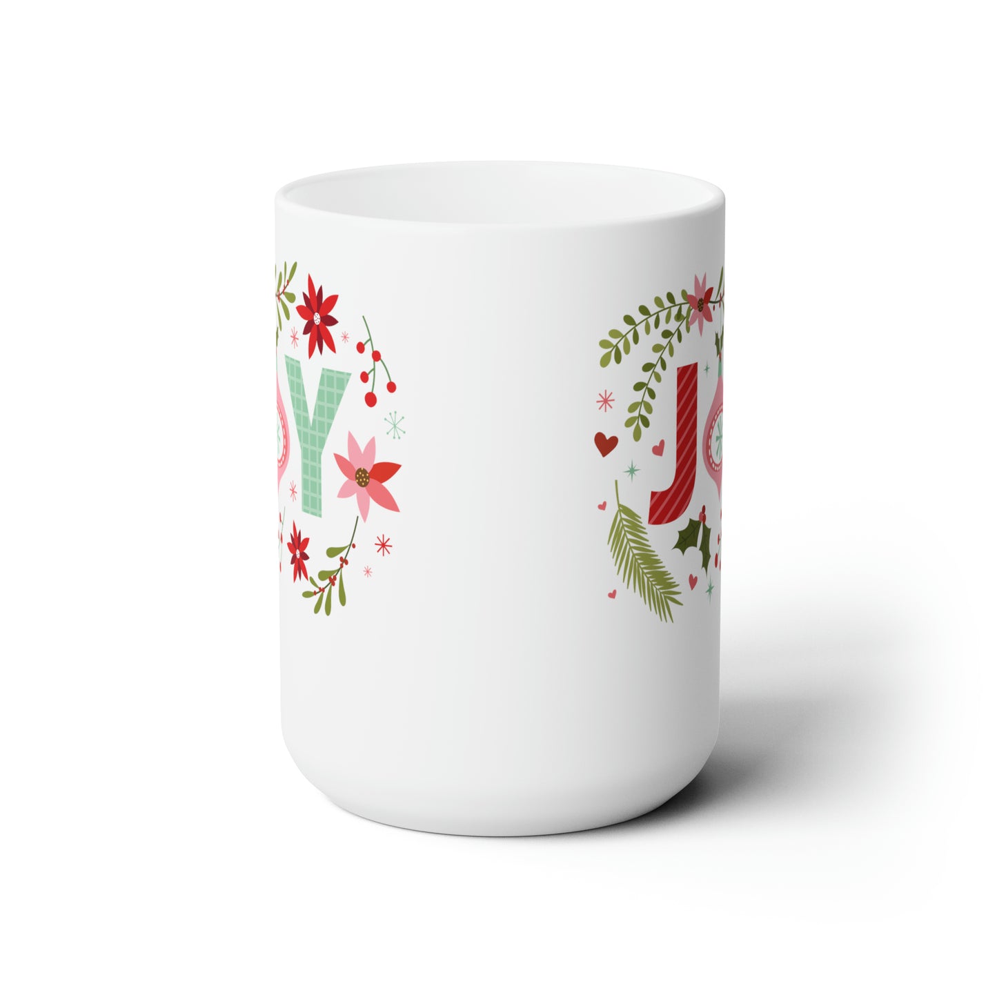 Joy Wreath Coffee Hot Tea Cocoa Christmas Mug