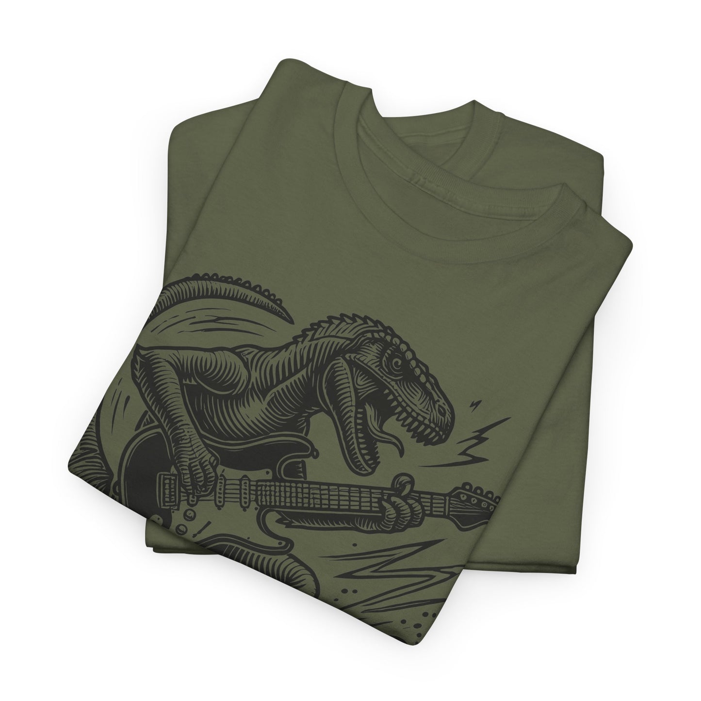 Jurassic Jam Session T-Shirt — Guitar Playing Velociraptor Graphic Tee