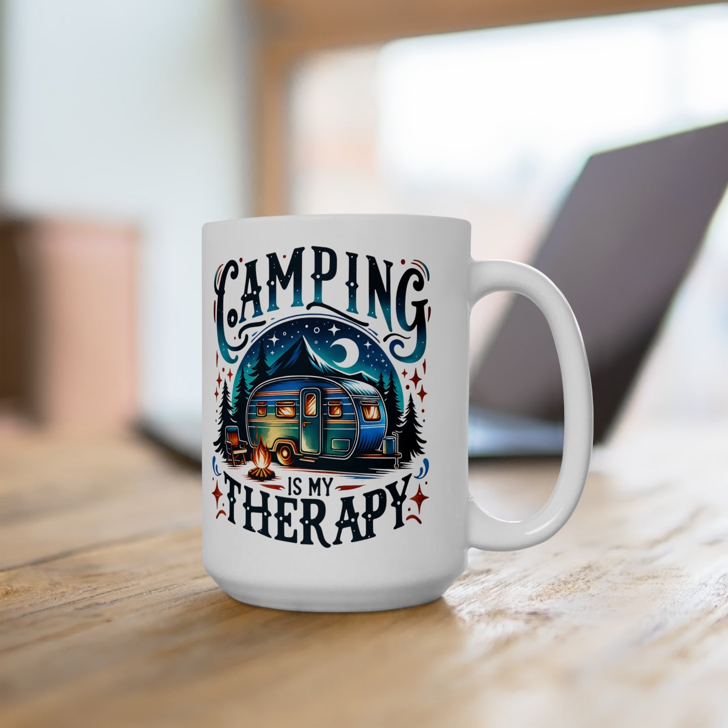 Colorful Camping Ceramic Mug For Outdoor Therapy Coffee Cup For Vintage Canned Ham Trailer Lovers